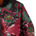 custom minnesota wild skull horde red bomber jacket best selling