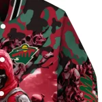 custom minnesota wild skull horde red varsity jacket best selling
