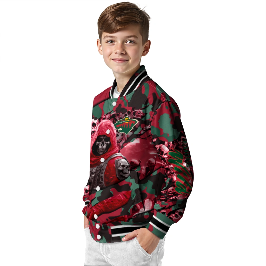 custom minnesota wild skull horde red varsity jacket trendy custom minnesota wild skull horde red varsity jacket trendy