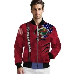 custom minnesota wild usa flag rips red bomber jacket best selling