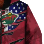 custom minnesota wild usa flag rips red bomber jacket best selling