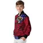 custom minnesota wild usa flag rips red bomber jacket best selling