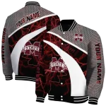 custom mississippi state bulldogs electric flash maroon varsity jacket best selling