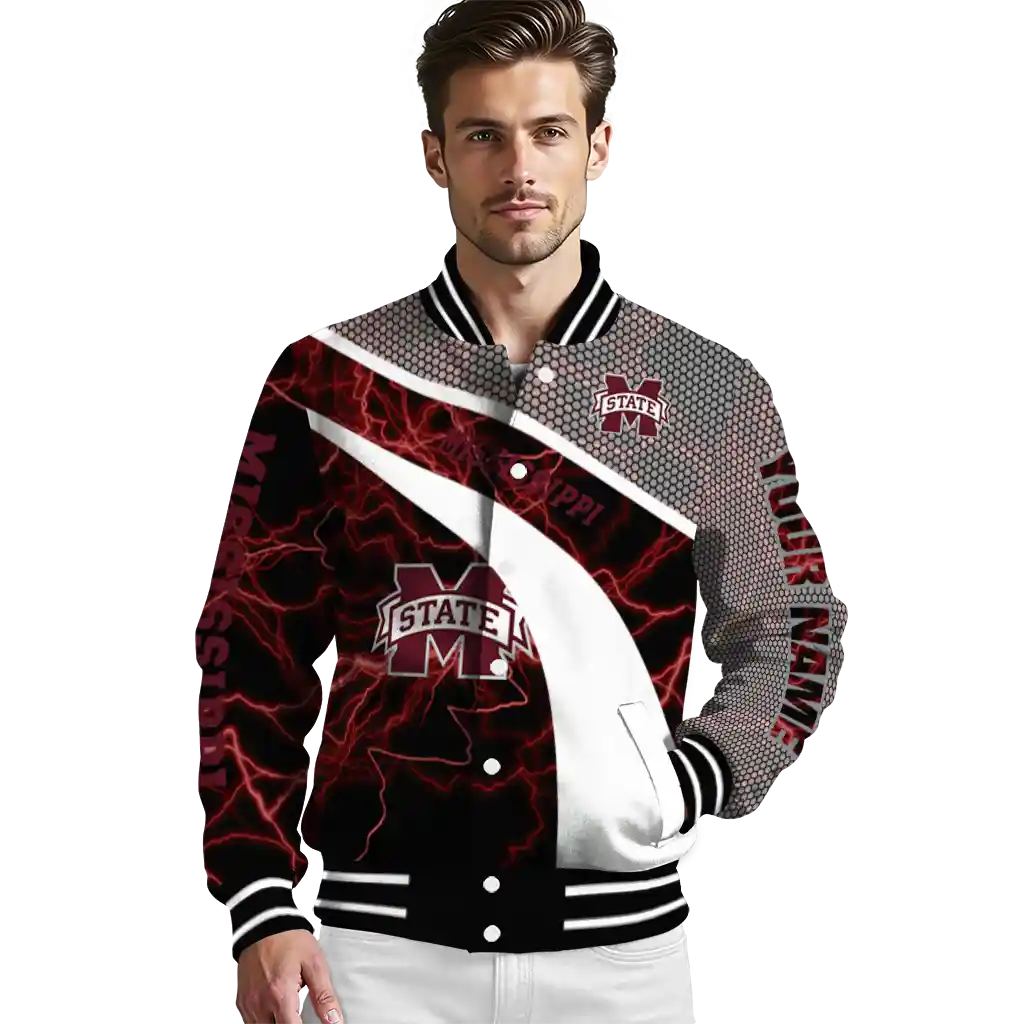 custom mississippi state bulldogs electric flash maroon varsity jacket high quality custom mississippi state bulldogs electric flash maroon varsity jacket high quality