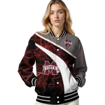 custom mississippi state bulldogs electric flash maroon varsity jacket best selling