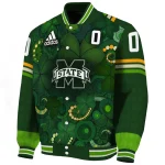 custom mississippi state bulldogs shamrock vortex green varsity jacket best selling