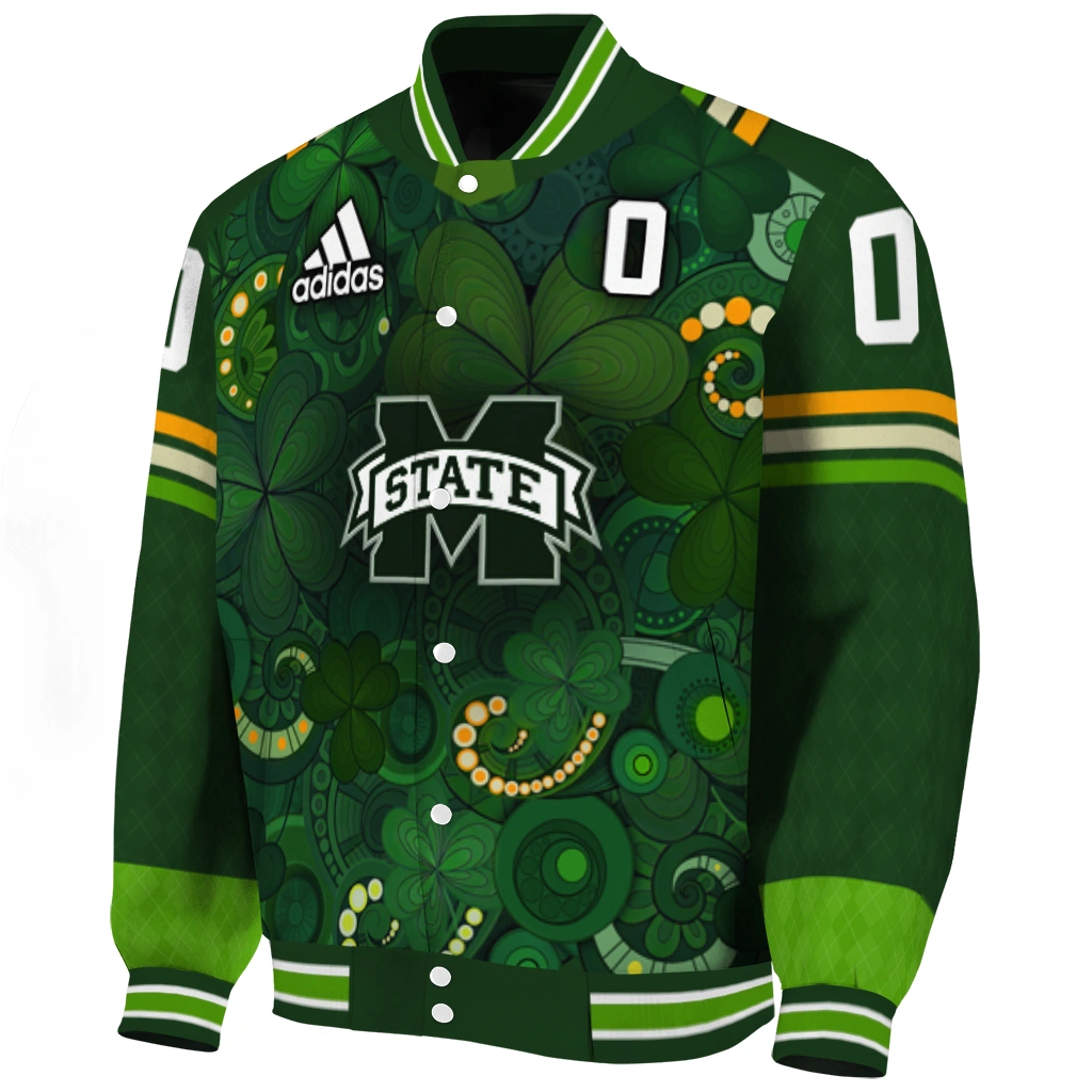 custom mississippi state bulldogs shamrock vortex green varsity jacket best selling custom mississippi state bulldogs shamrock vortex green varsity jacket best selling