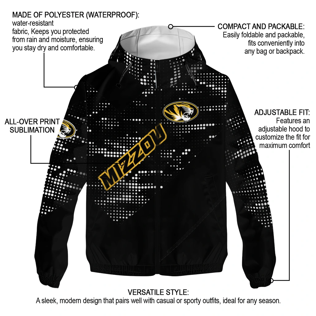 custom missouri tigers arrow matrix black windbreaker jacket new arrival custom missouri tigers arrow matrix black windbreaker jacket new arrival