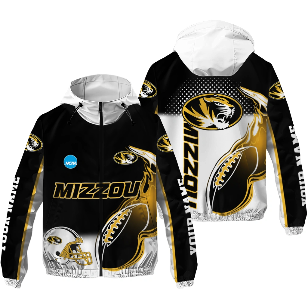 custom missouri tigers football flame black white windbreaker jacket high quality custom missouri tigers football flame black white windbreaker jacket high quality