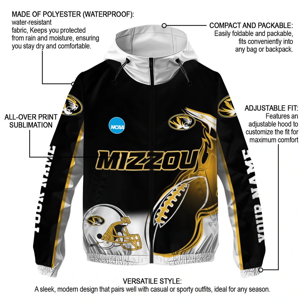 custom missouri tigers football flame black white windbreaker jacket new arrival custom missouri tigers football flame black white windbreaker jacket new arrival