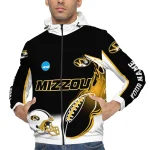 custom missouri tigers football flame black white windbreaker jacket best selling