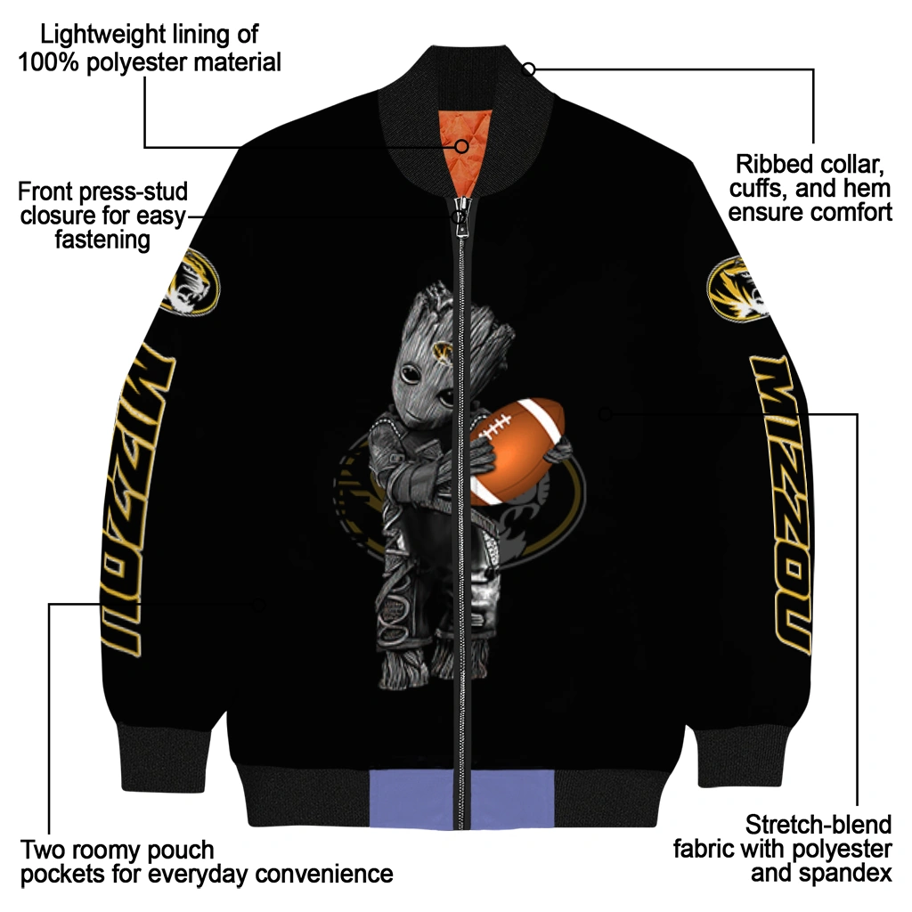custom missouri tigers groot football black bomber jacket new arrival custom missouri tigers groot football black bomber jacket new arrival