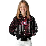 custom montreal canadiens star stripes red black varsity jacket best selling
