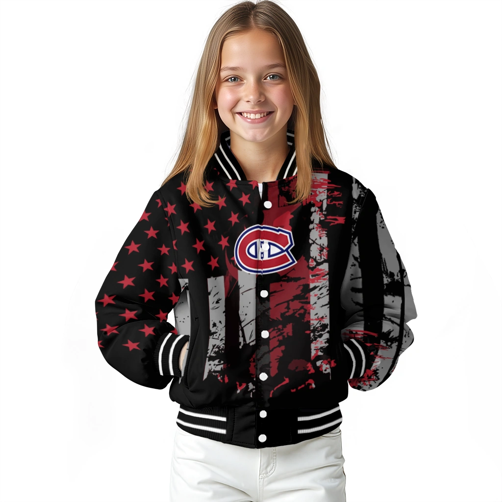custom montreal canadiens star stripes red black varsity jacket top rated custom montreal canadiens star stripes red black varsity jacket top rated