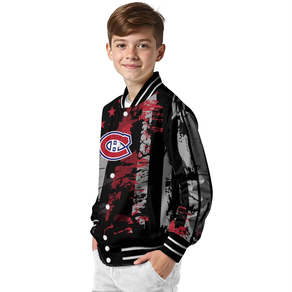 custom montreal canadiens star stripes red black varsity jacket trendy custom montreal canadiens star stripes red black varsity jacket trendy
