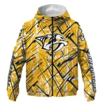 custom nashville predators brushstroke pattern gold windbreaker jacket best selling