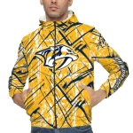 custom nashville predators brushstroke pattern gold windbreaker jacket best selling