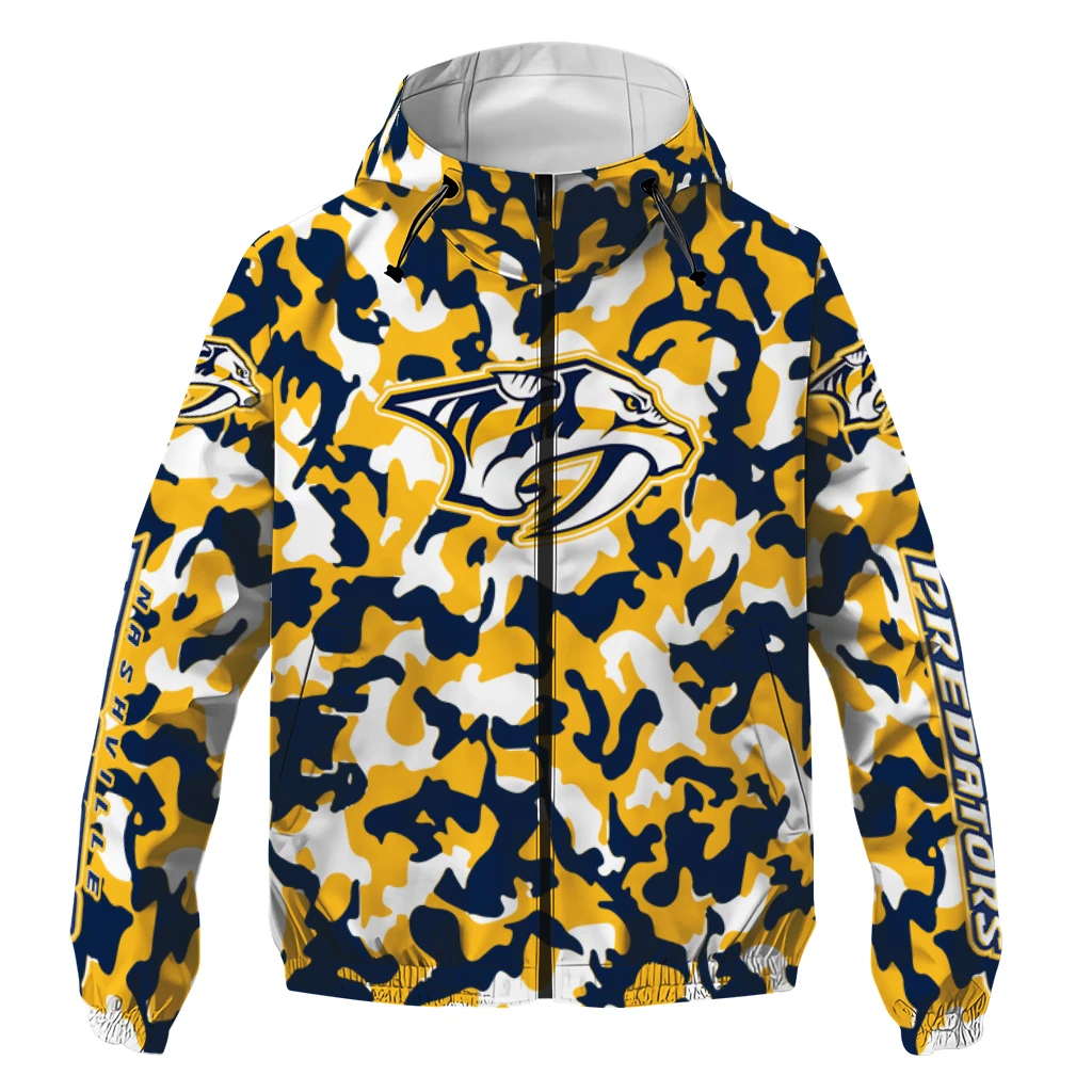 custom nashville predators camouflage mashup gold windbreaker jacket best selling custom nashville predators camouflage mashup gold windbreaker jacket best selling