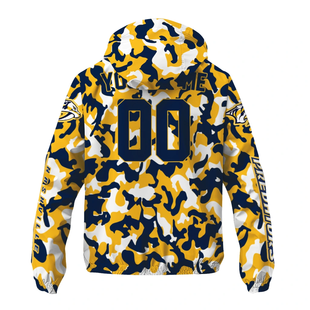custom nashville predators camouflage mashup gold windbreaker jacket fashion forward custom nashville predators camouflage mashup gold windbreaker jacket fashion forward