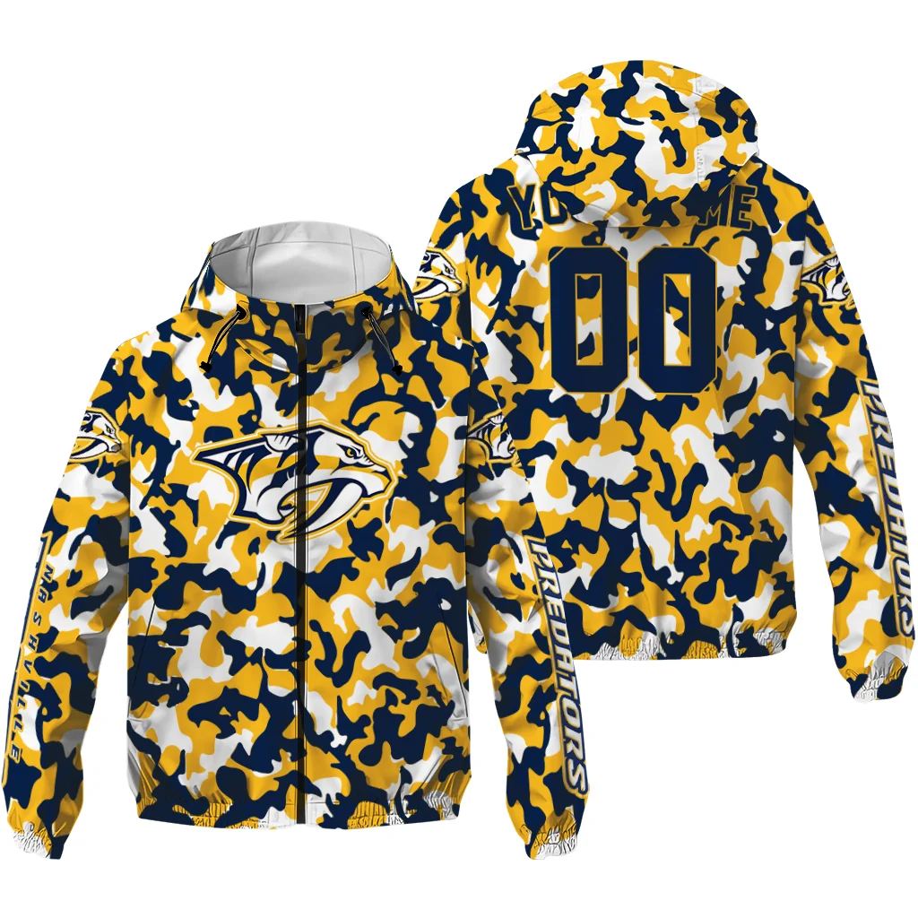 custom nashville predators camouflage mashup gold windbreaker jacket high quality custom nashville predators camouflage mashup gold windbreaker jacket high quality