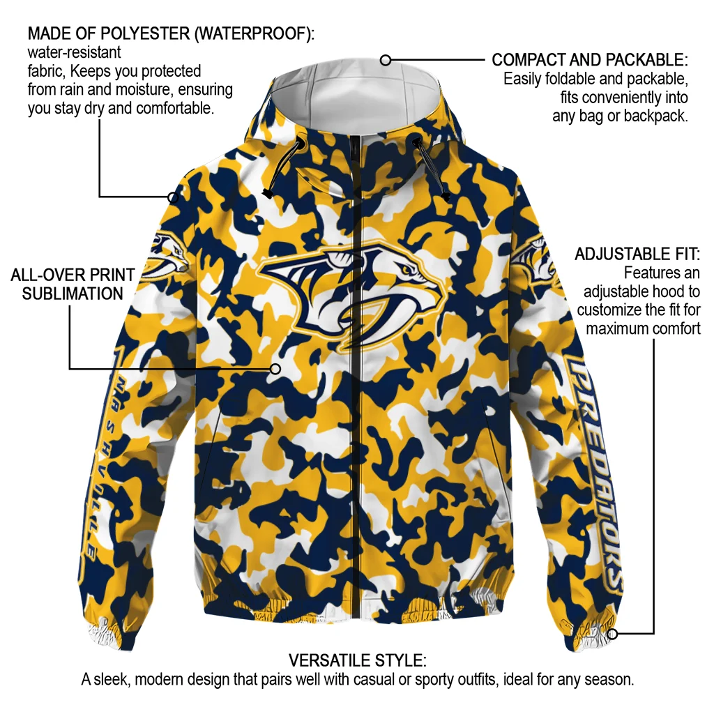 custom nashville predators camouflage mashup gold windbreaker jacket new arrival custom nashville predators camouflage mashup gold windbreaker jacket new arrival