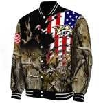 custom nashville predators patriot deer camouflage varsity jacket best selling