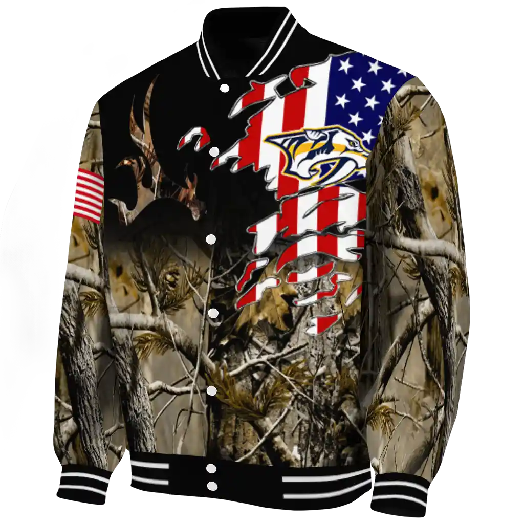 custom nashville predators patriot deer camouflage varsity jacket best selling custom nashville predators patriot deer camouflage varsity jacket best selling