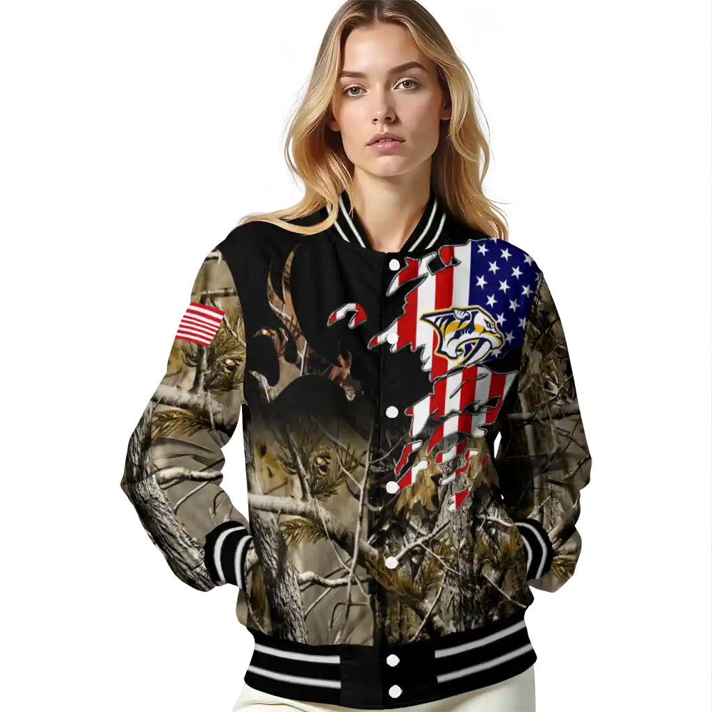 custom nashville predators patriot deer camouflage varsity jacket latest model custom nashville predators patriot deer camouflage varsity jacket latest model