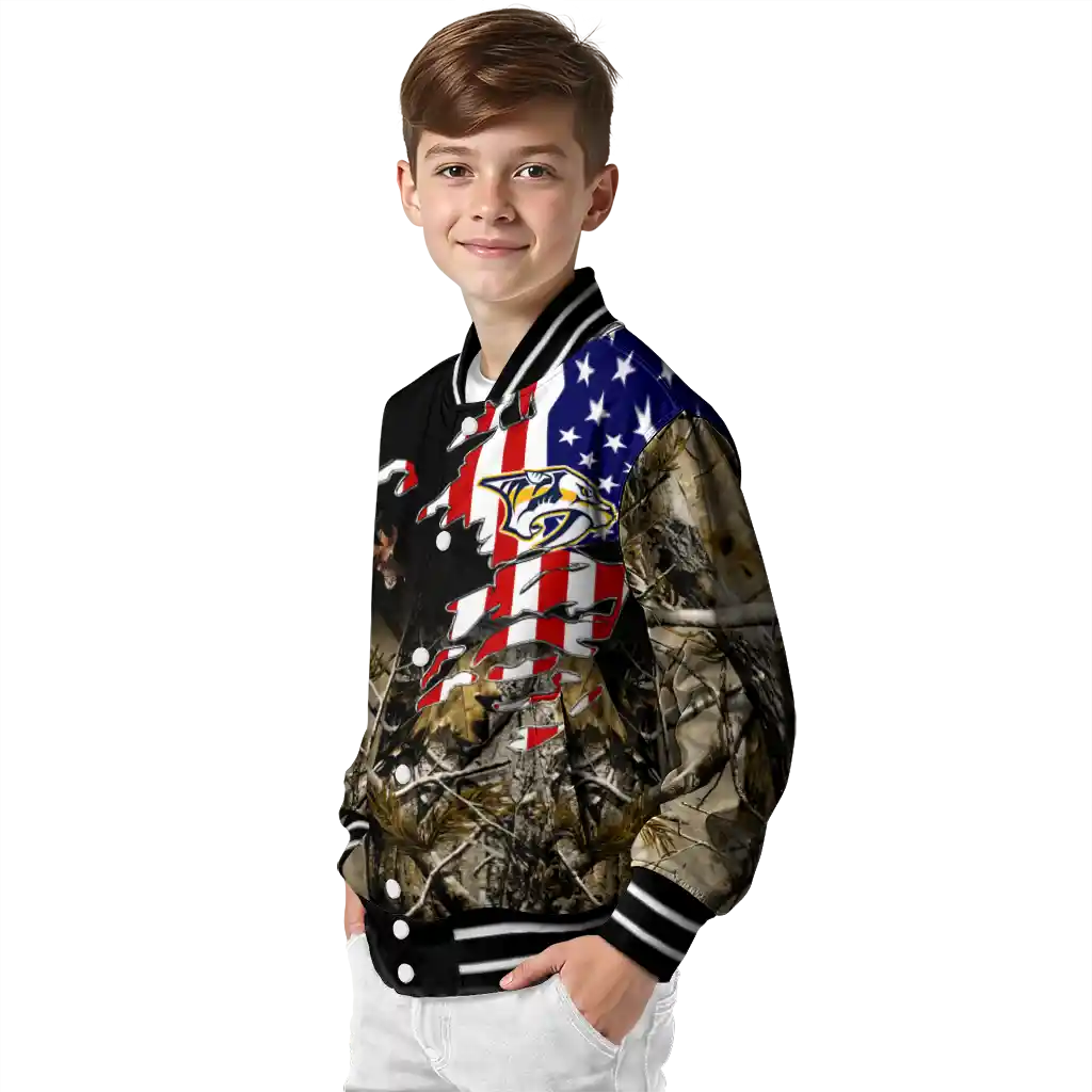 custom nashville predators patriot deer camouflage varsity jacket trendy custom nashville predators patriot deer camouflage varsity jacket trendy