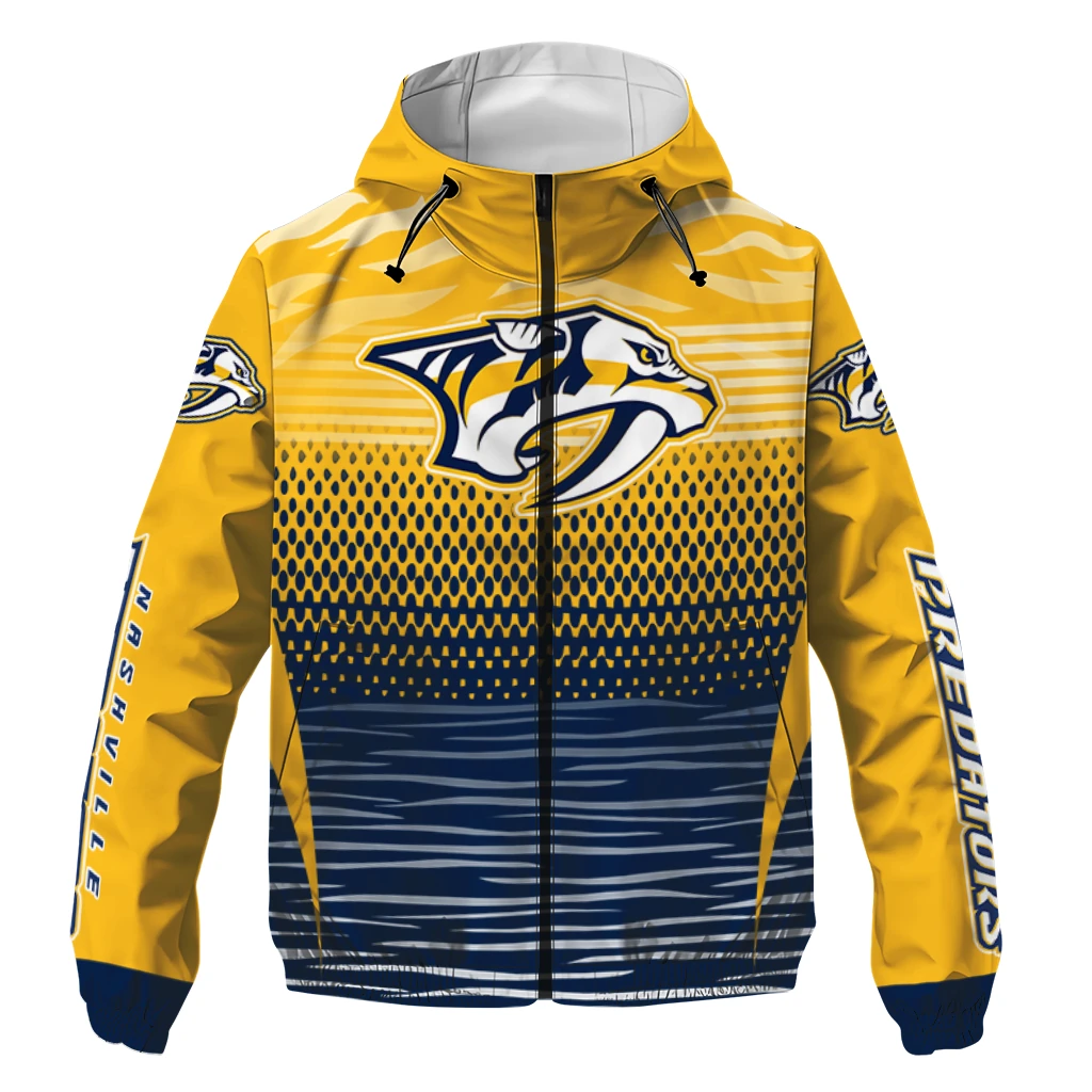 custom nashville predators pattern layers gold windbreaker jacket best selling custom nashville predators pattern layers gold windbreaker jacket best selling