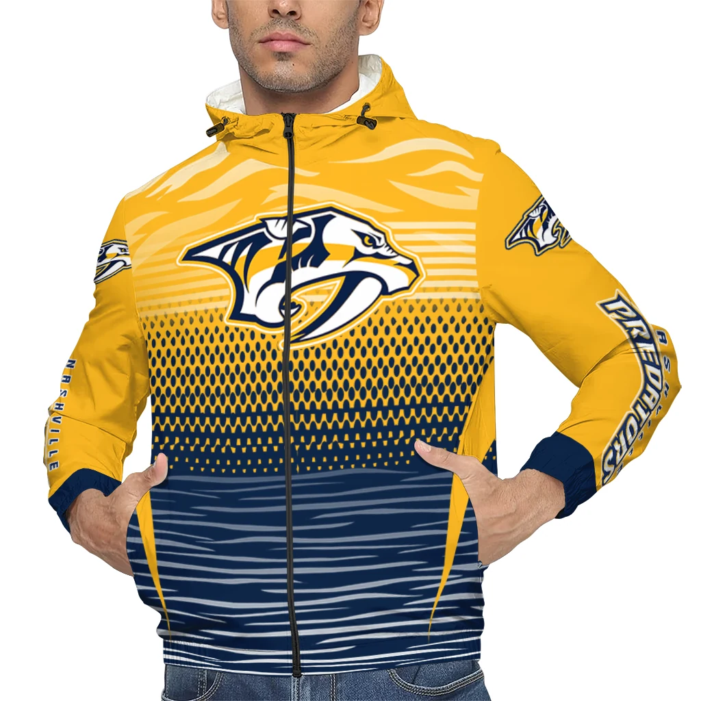 custom nashville predators pattern layers gold windbreaker jacket top rated custom nashville predators pattern layers gold windbreaker jacket top rated