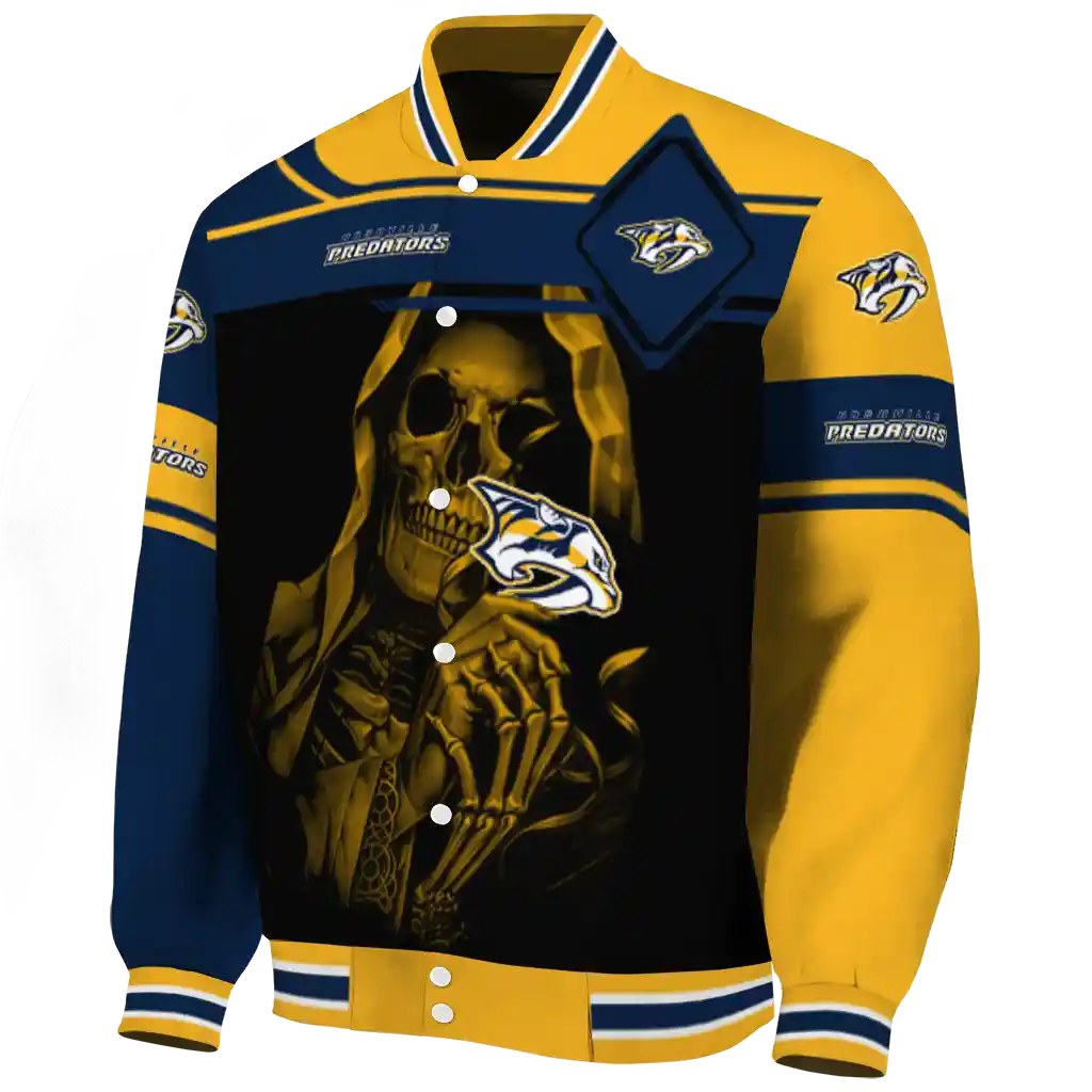 custom nashville predators reaper hands gold black varsity jacket best selling custom nashville predators reaper hands gold black varsity jacket best selling