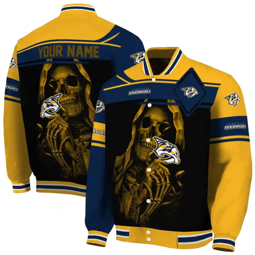 custom nashville predators reaper hands gold black varsity jacket fashion forward custom nashville predators reaper hands gold black varsity jacket fashion forward