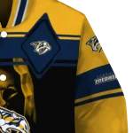 custom nashville predators reaper hands gold black varsity jacket best selling