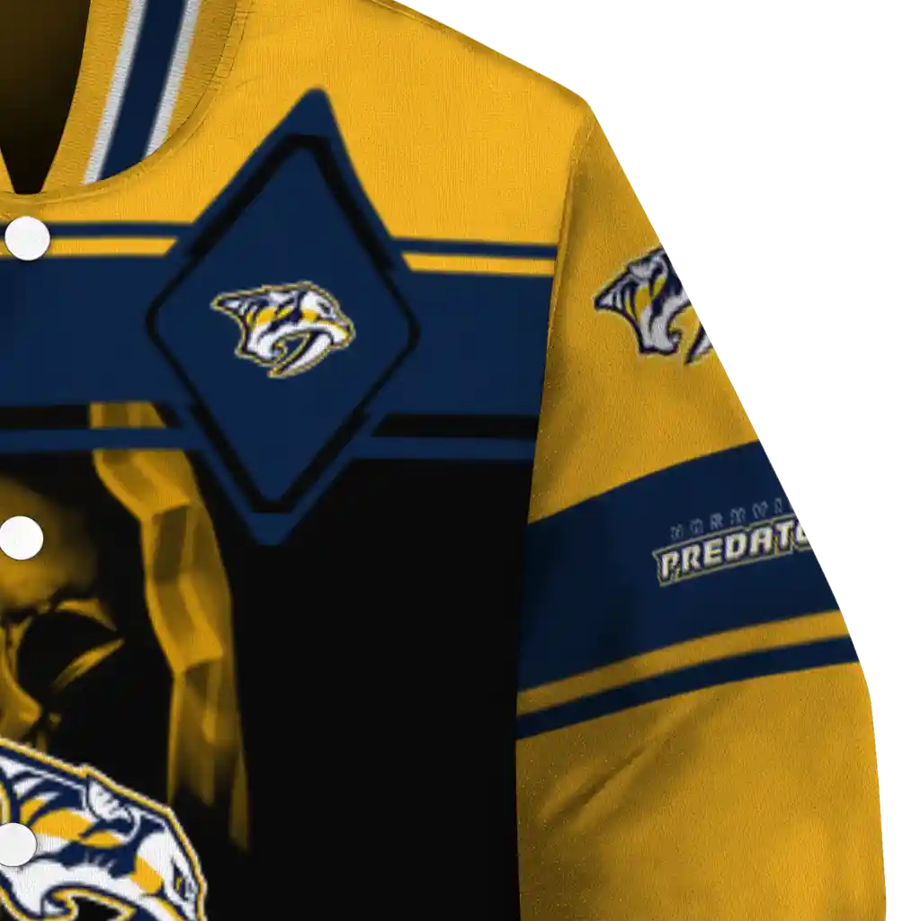 custom nashville predators reaper hands gold black varsity jacket premium grade custom nashville predators reaper hands gold black varsity jacket premium grade