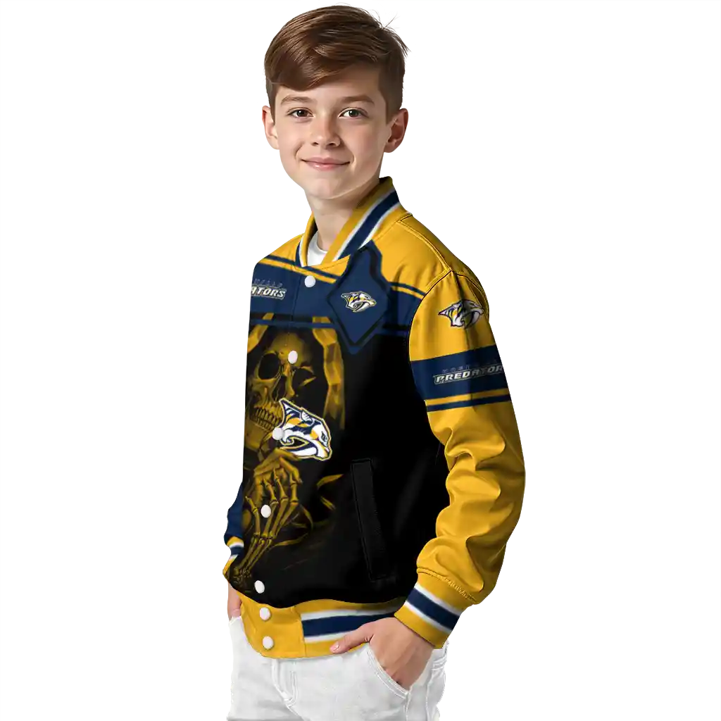 custom nashville predators reaper hands gold black varsity jacket trendy custom nashville predators reaper hands gold black varsity jacket trendy