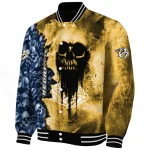 custom nashville predators skull cluster gold varsity jacket best selling