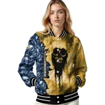 custom nashville predators skull cluster gold varsity jacket best selling
