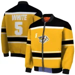 custom nashville predators stripe statement gold black bomber jacket best selling