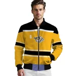 custom nashville predators stripe statement gold black bomber jacket best selling