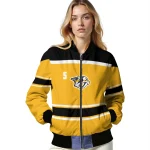 custom nashville predators stripe statement gold black bomber jacket best selling
