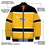 custom nashville predators stripe statement gold black bomber jacket best selling