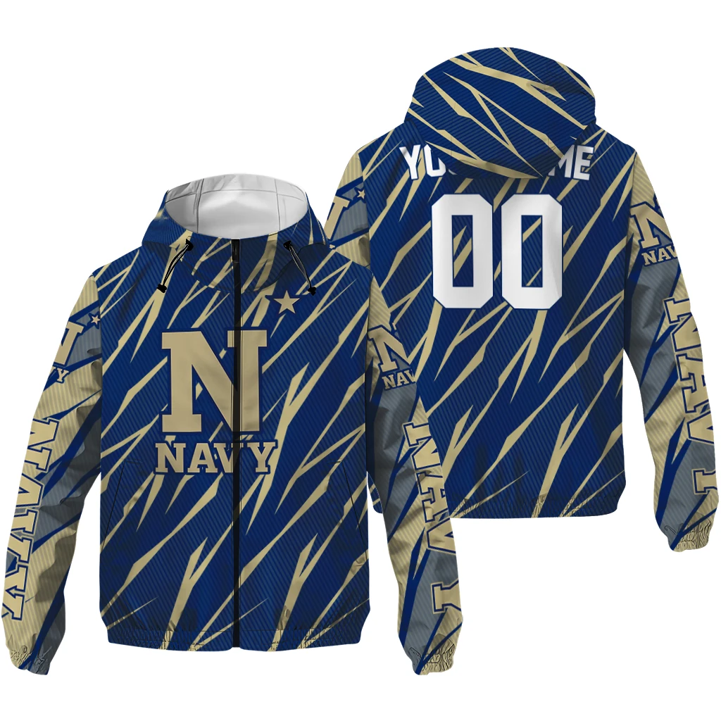 custom navy midshipmen abstract streaks blue windbreaker jacket high quality custom navy midshipmen abstract streaks blue windbreaker jacket high quality