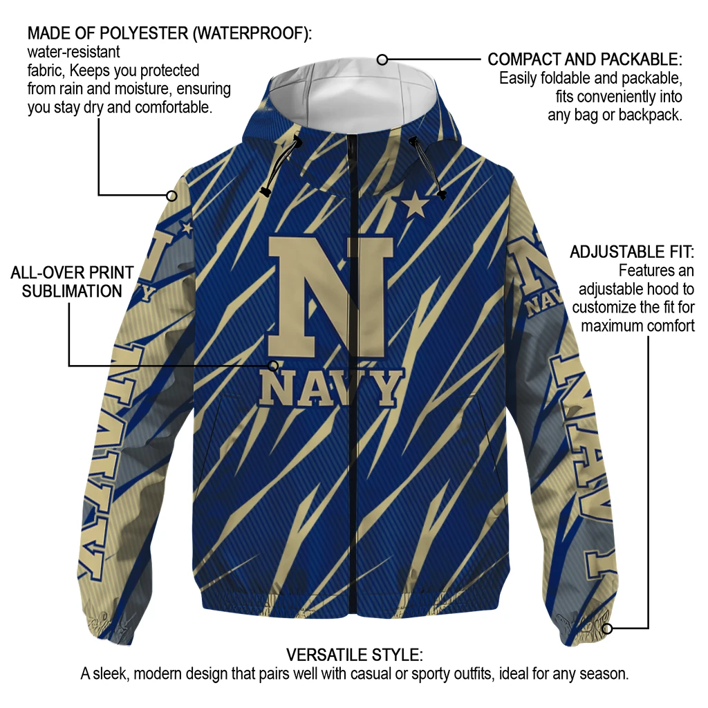 custom navy midshipmen abstract streaks blue windbreaker jacket new arrival custom navy midshipmen abstract streaks blue windbreaker jacket new arrival