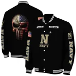 custom navy midshipmen american flag skull black varsity jacket best selling