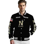 custom navy midshipmen american flag skull black varsity jacket best selling