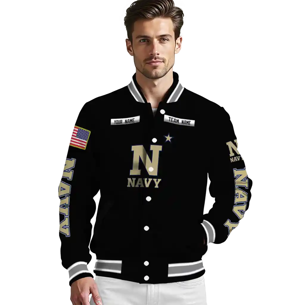 custom navy midshipmen american flag skull black varsity jacket high quality custom navy midshipmen american flag skull black varsity jacket high quality