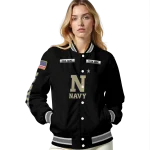 custom navy midshipmen american flag skull black varsity jacket best selling