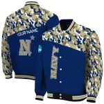 custom navy midshipmen camouflage splash blue varsity jacket best selling