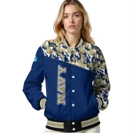 custom navy midshipmen camouflage splash blue varsity jacket best selling
